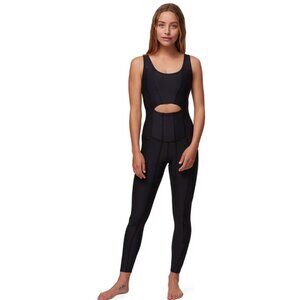 Ghost Flower Earth Onyx One-Piece Yoga Bodysuit Leggings, Women's Medium